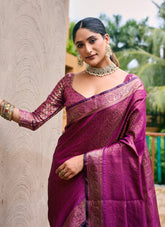 Burgundy Colour Saree Looking Very Attractive